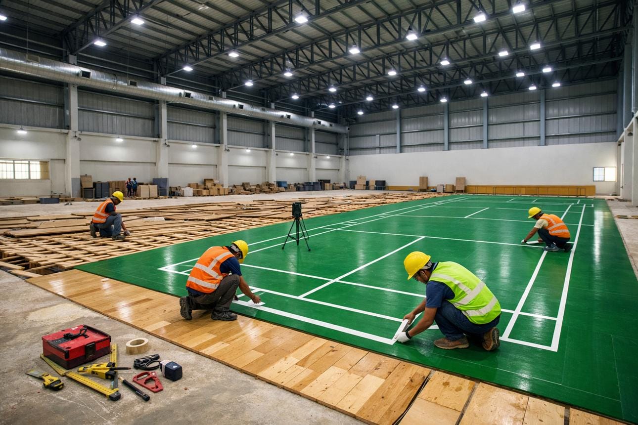 Laying base materials at construction site