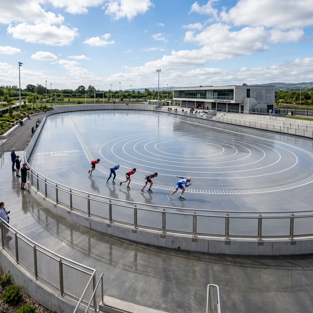 High-gloss concrete speed skating rink